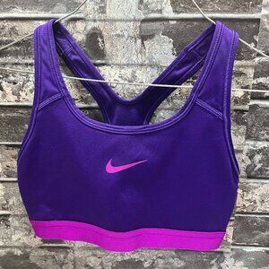 Nike Dri-FIT Sports Bra Purple Pink Swoosh Racerback Women's Small